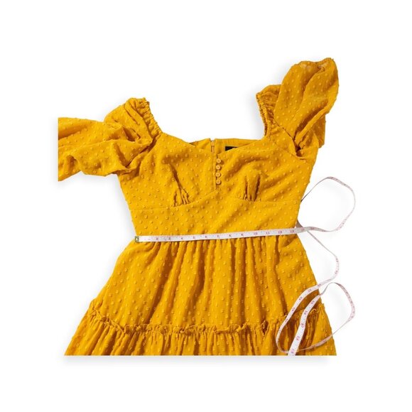 J.Crew Marigold Yellow Embroidered Polka Dot Tiered Midi Dress Size 4P Wedding G - Picture 7 of 9